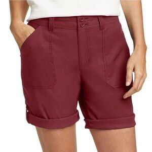 Eddie Bauer Women’s Rolled Hem Lightweight Bermuda Short Red Size 14